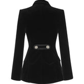 Chic Velvet Blazer with Crystal Buttons